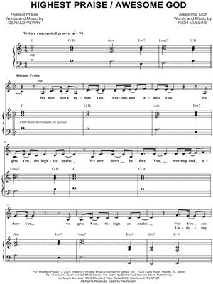 Awesome God Sheet Music Free Download