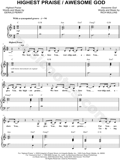 Awesome God Sheet Music Piano Free