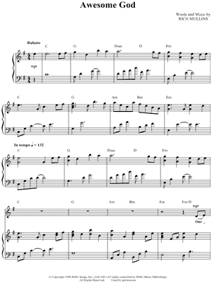 Awesome God Sheet Music Piano Free