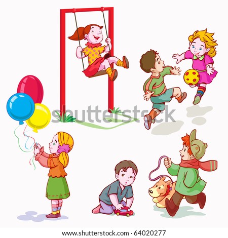 Cartoon Pictures Of Children Playing Games