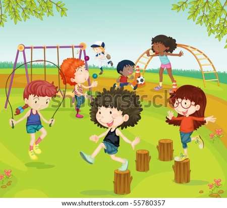 Children Playing In The Park Clipart