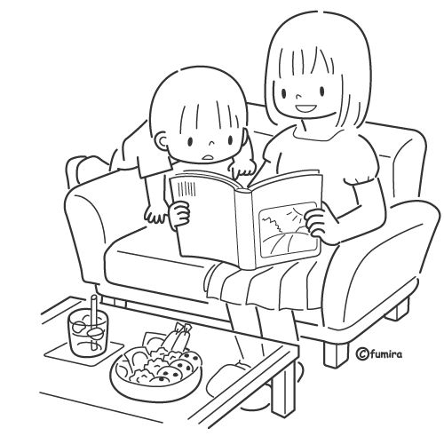 Children Reading Books Coloring Pages