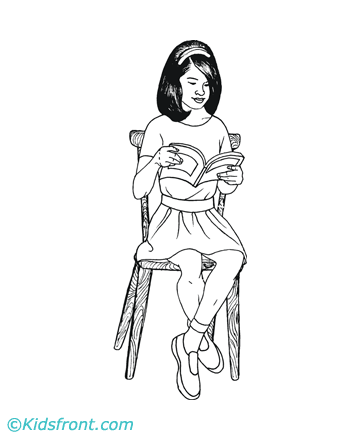 Children Reading Books Coloring Pages