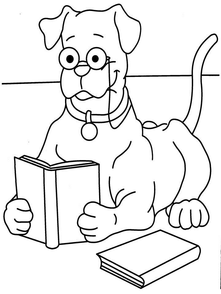 Children Reading Books Coloring Pages